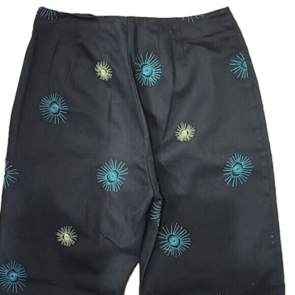 Sigrid Olsen petite Pants mid-rise Sport black cropped w/beaded sun design 4P - Picture 5 of 8